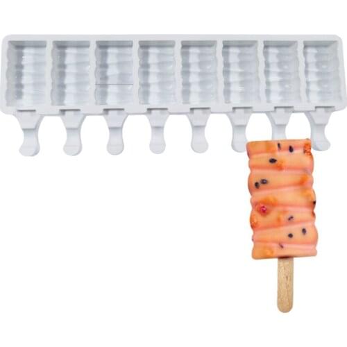 4/8 Cell Silicone Ice Cream Mold Popsicle Molds DIY Homemade Dessert Freezer Fruit Juice Ice Pop Maker Mould with Sticks