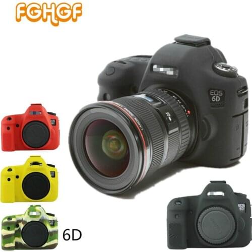 Nice Sofe Silicone Rubber Protective Camera Body Cover Case Skin for Canon EOS 6D Camera Bag Camouflage Black
