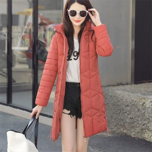 Medium Long Cotton Quilt 2019 Winter Fashion New Large Size Loose Hooded Warm Cotton Jacket Tide H00406