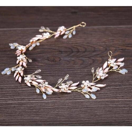 Wedding Bridal Hair Accessories Crystal Beads Leaves Headband Hair Jewelry Handmade Bride Hairband Headpiece Tiaras for Women BH