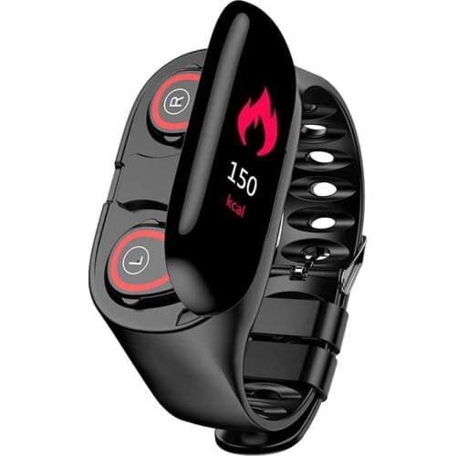 M1 2 in 1 Smart Bracelet Wireless Bluetooth Headset Combo Running Music Wristband Earphone Heart Rate Blood Pressure Fitness