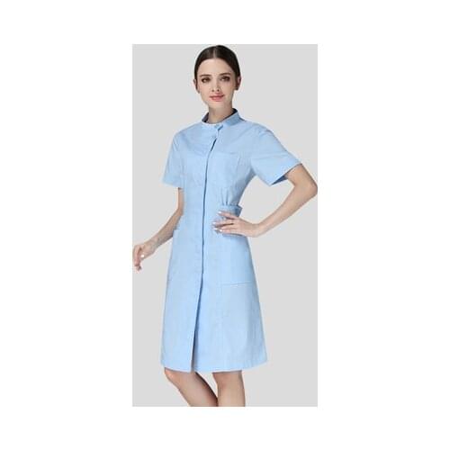 Nurse uniform with long sleeves thick white coat white coat with short sleeves summer fit laboratory uniform female drugstore ov