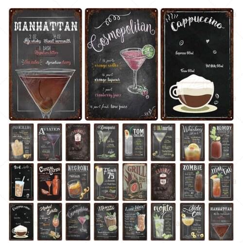 Retro Industrial Style Bar Cafe Cocktail Drink Iron Plate Iron Craft Wall Hanging Wall Art Decoration Metal Tin Sign Iron Sheet