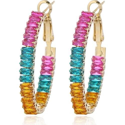 Fashion Earrings Women Dangle Earring jewelry Zircon earrings Simple goddess earring female color Round Earrings Ear Accessories