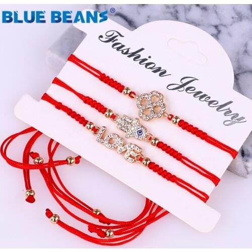 Bohemia Bracelets tree of Life Women With Braided Rope Beaded Evil Eye Charm Bracelets Crystal Adjustable heart fashion lucky