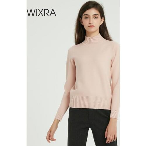 Wixra Women Base Turtleneck Sweater Full Sleeve Women Spring Knit Sweaters Solid Pullover And Jumper 2019 Autumn Winter
