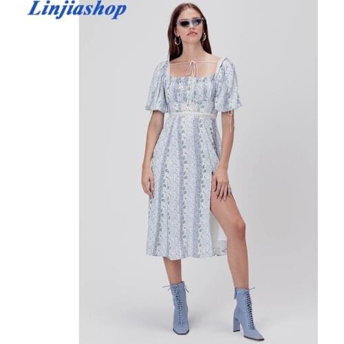 Floral print midi dress women backless zipper short sleeve pleated summer chic dress ladies female vestidos