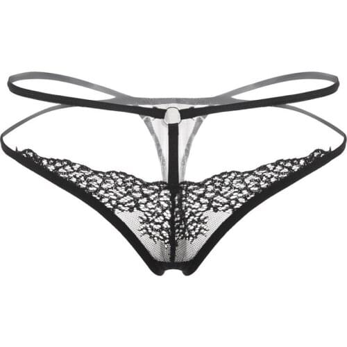 Women Sexy Lingerie Porn Transparent Lace Underwear Flirty Panties See Throuth Briefs with Cute Half Covered and Strappy Details