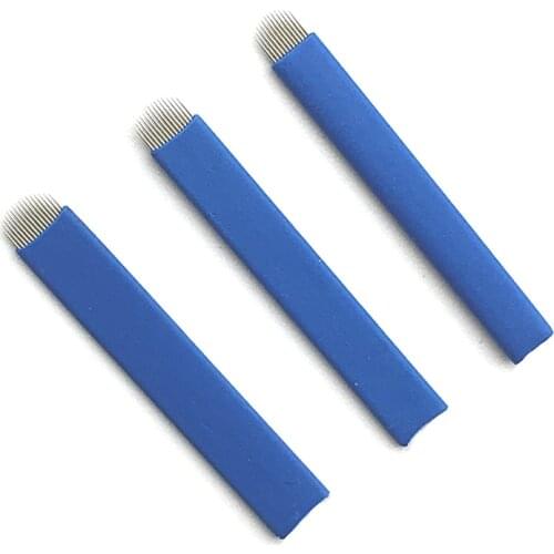 0.20mm Blue flex12/14/15/16/18/21 U Shape Microblading Needles Tebori Microblading Blades For Permannet Manual Tattoo Pen
