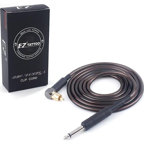 1PCS 1.8m RCA Tattoo 6 FT Pro-design Right Angle RCA Clip Cord Coffee Black Silicone Clip Cord For Tattoo Machine Power Supply