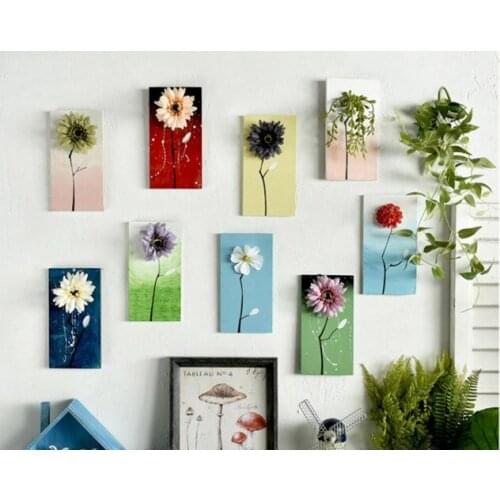 1PC 22.5x11.5cm Village Board Painted Flower Creative Background Wall Bedroom Plants Pendant Haning Decoration ME 005