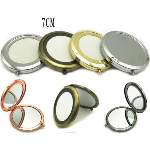 1pcs 7cm Portable Women Metal Makeup Mirror Hand Pocket Folded-Side Cosmetic Make Up Mirror