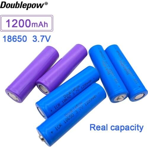 10 pcs Doublepow 18650 battery 3.7V 1200mAh Li-ion rechargeable battery TURE CAPACITY FOR flashlight LANTERN