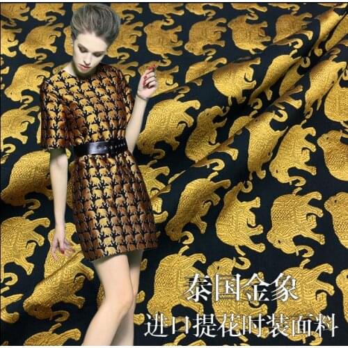 100*154cm Gold Elephant Brocade Fabric for Dresses Fahion Clothing High Quality