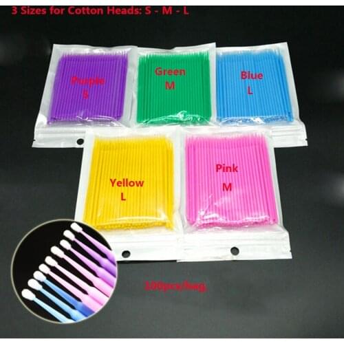 1000pcs Mix Sizes S-M-L Cotton Swab Cleaning Cotton Microblading Micro Brushes Swab Lint Free Tattoo Brush Embroidery Sticks