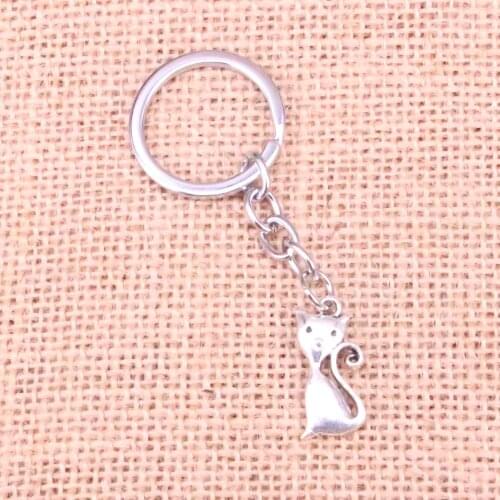 20pcs 25*12mm cat Pendants DIY Men Car Key Chain Ring Holder Keyring Souvenir Jewelry Gift