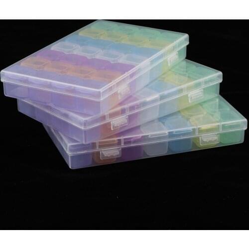 3Pcs 28 Grids Clear Plastic Beads Storage Containers Box with Hinged Lid for Beads and Other Small Things Cases