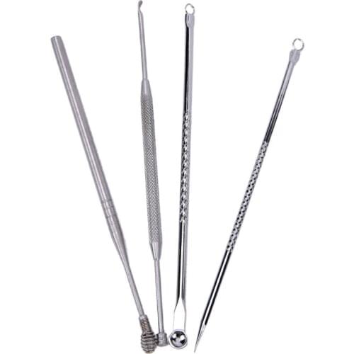 4pcs/set Ear Care Tools Blackhead Pimple Comedone Acne Extractor Remover Tool+Ear Wax Stick Kit Set Wholesale