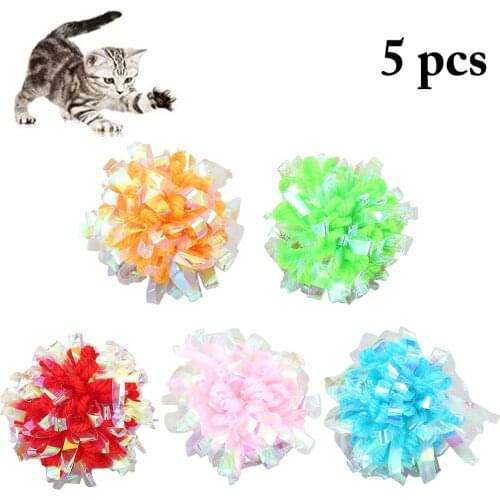 5pcs Cat Ball Toys for Puppy Cat Interactive Playing Toy Cute Crinkle Ball for Pet Cat Training Toys Pet Cat Supplies for Cats