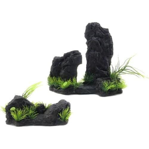 Aquarium Decoration Resin Crafts Simulation Rockery Stone Decoration Package Simulation fake water grass silk flower