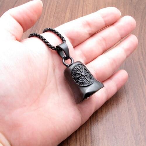 Free Shipping Punk 316L Stainless Steel Silver color Black Prayer Hands Bell Both Sides Biker Bell Pendant Jewelry