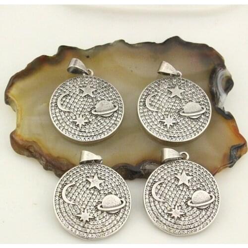 21mm 5pcs/lot Antique silver color large cz pendant,cubic zirconia micro pave charm pendant,plating cz jewelry component