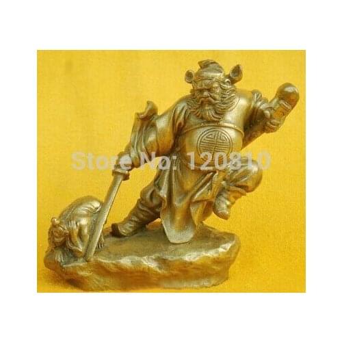 Chinese Exorcist Zhong Kui Bronze Statue Figurine 4"H