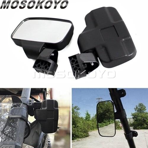 Black Rearview Mirror UTV Side Mirror 1.75"-2" Roll Cage for Polaris Rangers RZR Yamaha Rhino UTV XUV HPX RSX