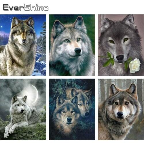 Evershine 5D DIY Diamond Painting Full Square Drill Animal Diamond Embroidery Wolf Cross Stitch Mosaic Rhinestone Pictures Art
