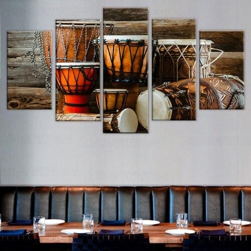 Tableau Wall Art Pictures Canvas Framework 5 Panel Music Instrument Drum Home Decor Modern HD Printed Paintings Modular Posters