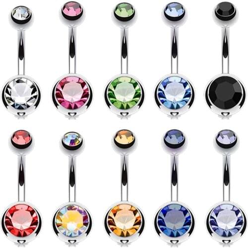 Piercing Navel Steel Crystal Rhinestone Belly Button Rings Piercing Ombligo Oreja Ball Nombril 10PCS Lot Set Bar Body Jewelry