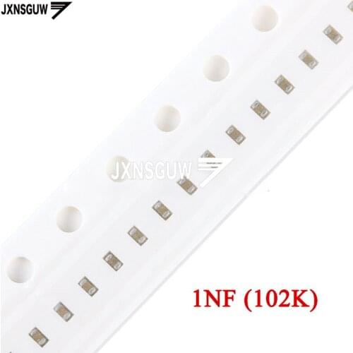 100PCS Chip capacitors 0402 10% 50V 1NF 102K