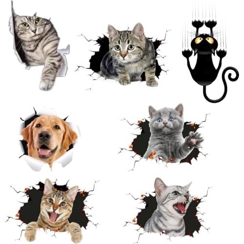 Cat Dog Car Stickers 3D Creative Cartoon Auto Rear Windshield Vehicle Window Wiper Decal Styling Decoration Sticker