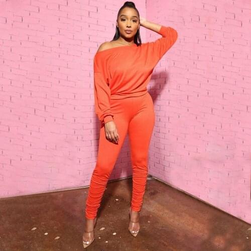 TNNAOFF Solid Two Piece Tracksuits Women Set Long Sleeve T Shirt Tops Fashion Stacked Pencil Pants Streetwear Club Matching Sets