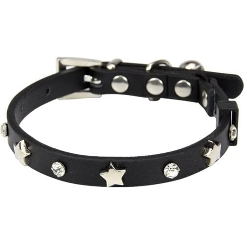 Legendog Star Studded Cat Collar Leather Puppy Neck Strap Cat Collar Adjustable Pet Collars For Small Medium Dogs Neck Strap