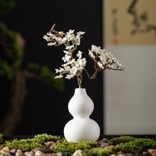 Mini Small Vase White Porcelain Holy-Water Vase Tea Room Tea Ceremony Chinese Flower Holder Ceramic Hydroponic Plant Flower Ware