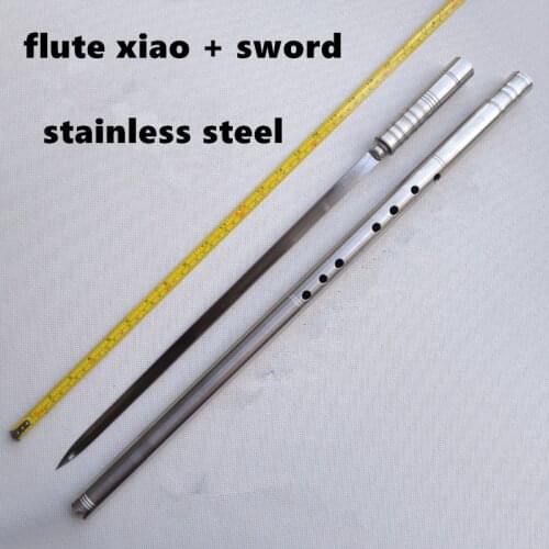 Metal Flute Xiao+ Sword G Key Tai Chi Bodybuilding Sword Flauta xiao Martial Arts Sword Flute Vertical Flute Self-defense Weapon