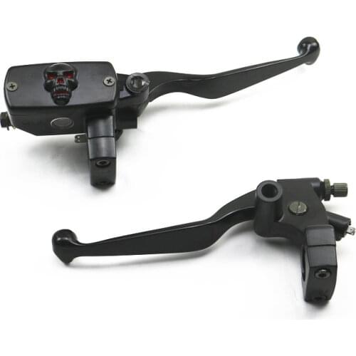 1" Handlebar Skull Reservoir Brake Clutch Lever Motorcycle Cruiser Chopper Cafe Racer