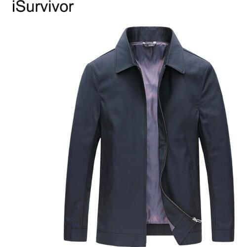 Isurvivor Mens Jacket 2021 New Spring and Autumn Casual Business Jacket Lapel Zipper Multi-pocket Long-sleeved Jacket