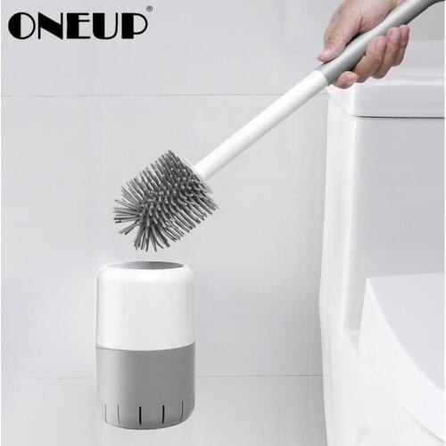 ONEUP Wall-mounted TPR Toilet Brush Holder Soft Rubber Cleaning Brush Head No Dead Angle Cleaning Tools Bathroom Accessories Set