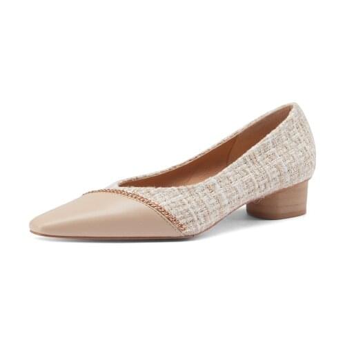 Osunlina Square Toe Flats Woman Slip On Shallow Cow Leather Footwear Square Heels 2021 Spring Casual Handmade Shoes For Lady