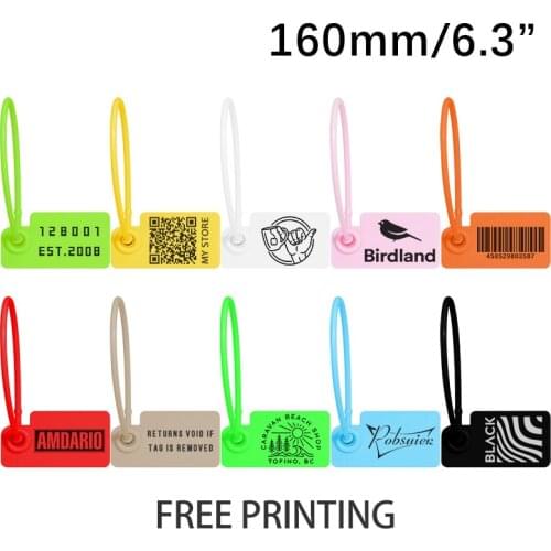 Pobsuier 100 Custom Hang Tag Plastic Garment Retail Security Clothing Bag Merchandise Shoe Product Logo Lables Tags 160mm/6.3"