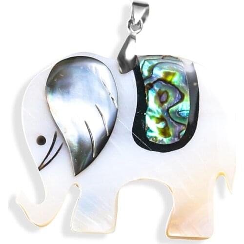 Natural Abalone Shell Elephant Pendant Mother of Pearl Shell Charms Pendant Necklace DIY Jewelry Making Findings Accessories
