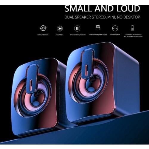 USB Wired Speakers Mini Computer Speaker Bass Stereo Sound Surround Loudspeaker For PC Laptop Notebook Loudspeakers A2