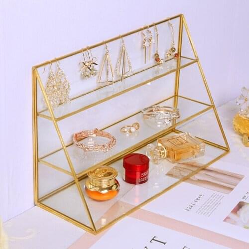 Transparent Glass Storage Box Perfume Display Stand Shelf Desktop Organizer box Jewelry Bracelets Rack Dressing Table Decor ZM