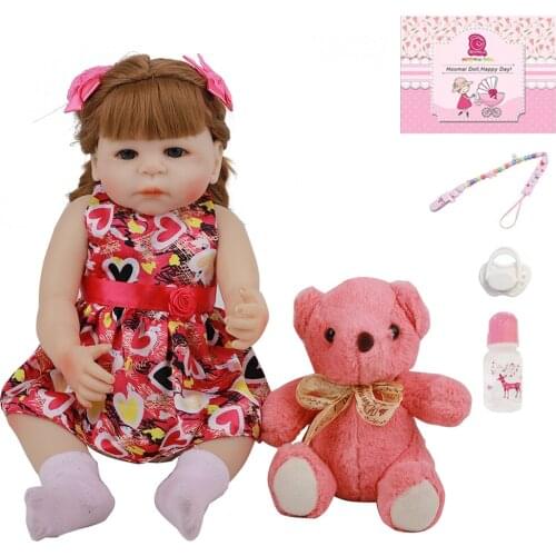 Realistic Baby Bebe Reborn Doll For Girl Pure Handmade 18" 48 CM Silicone Full Body Babies Doll Toy Kid Gifts Bedtime Playmate
