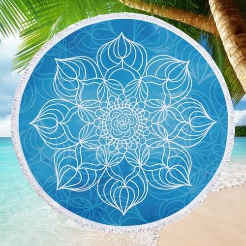 Religion Pattern Home Outdoor Yoga Blanket 150cm Microfiber Round Beach Towel Women Men Swimming Bath Towel