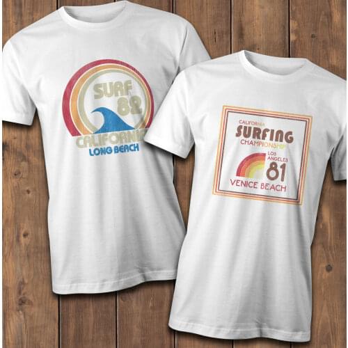 Retro 1980S Surfing T-Shirt, Surf Venice Beach 82, Surfing 81. Vintage Surf Tee Homme 2019 New Casual Short-Sleeved Men Tees