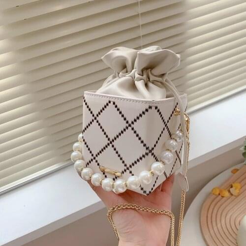 Bos Design Embroidery Thread Pearl Beaded Mini PU Leather Crossbody Bags for Women 2021 Trend Female Trending Shoulder Handbags