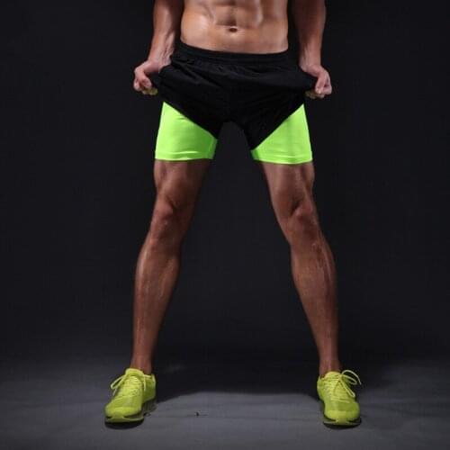 Gym shorts 2 in 1 mens running gym compression underwear quick dry running training shorts basketball soccer gym fitness shorts